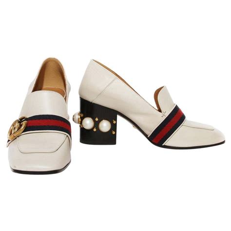 gucci loafers with pearl heel|Gucci suede loafer.